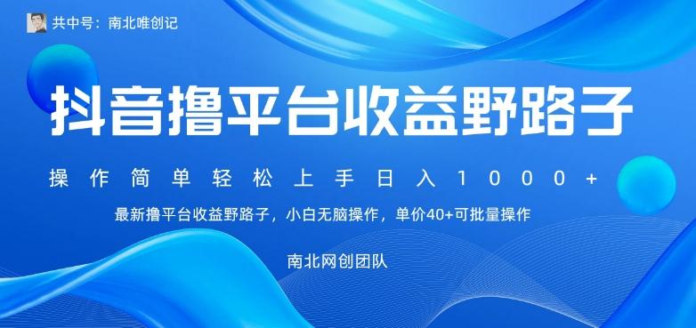最新撸抖音平台收益野路子，操作简单，单价高，小白可无脑操作可日入1000+-创新Ovo