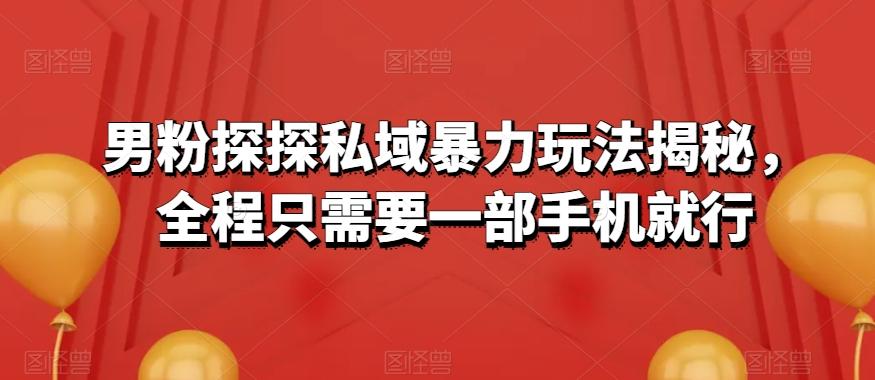 男粉探探私域暴力玩法揭秘，全程只需要一部手机就行-创新Ovo