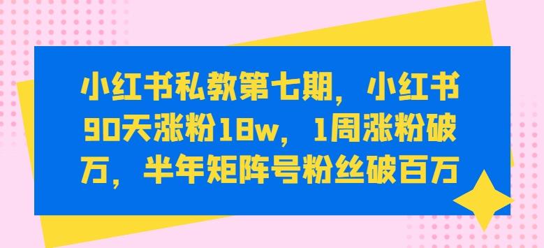 小红书私教第七期，小红书90天涨粉18w，1周涨粉破万，半年矩阵号粉丝破百万-创新Ovo