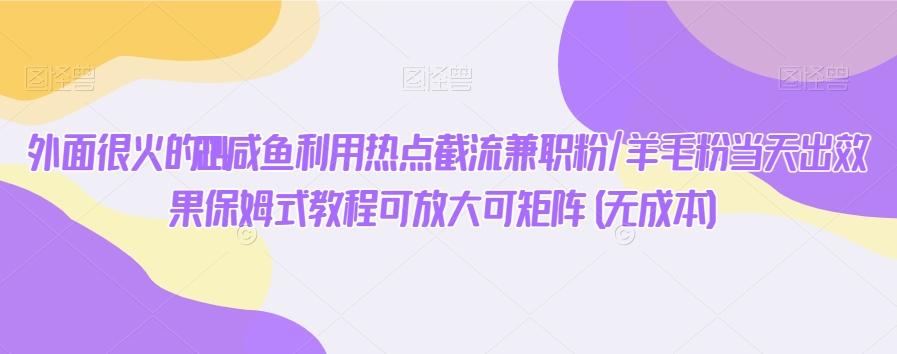 外面很火的2024咸鱼利用热点截流兼职粉/羊毛粉当天出效果保姆式教程可放大可矩阵(无成本)-创新Ovo