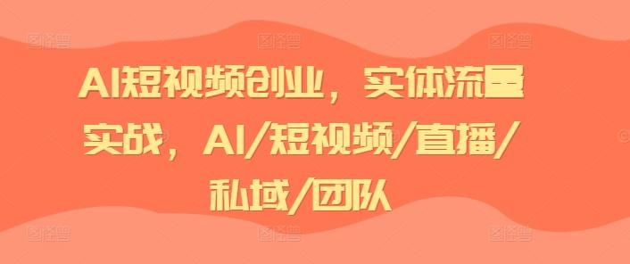 AI短视频创业，实体流量实战，AI/短视频/直播/私域/团队-创新Ovo