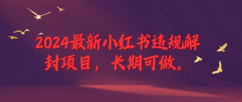 2024最新小红书违规解封项目，长期可做，一个可以做到退休的项目【揭秘】-创新Ovo