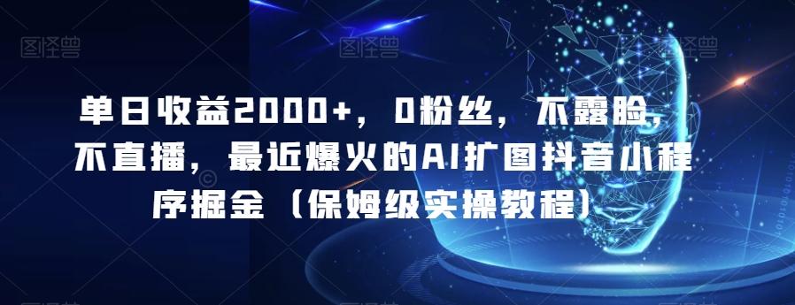 单日收益2000+，0粉丝，不露脸，不直播，最近爆火的AI扩图抖音小程序掘金（保姆级实操教程）-创新Ovo