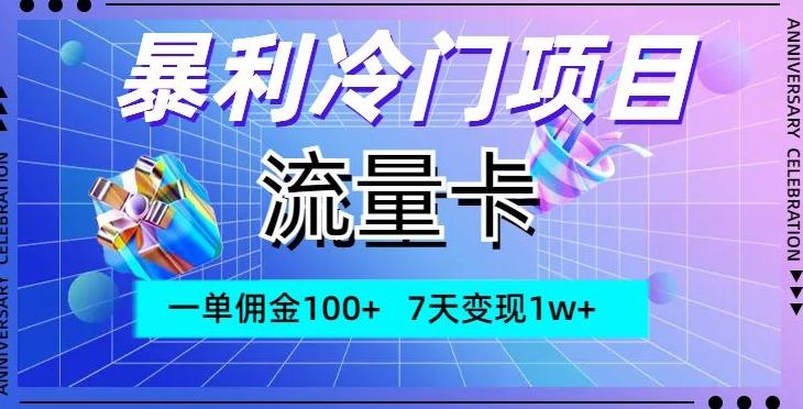 暴利冷门项目，流量卡，一单佣金100+，7天变现1w+-创新Ovo