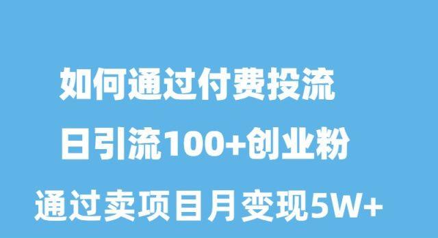 如何通过付费投流日引流100+创业粉月变现5W+-创新Ovo