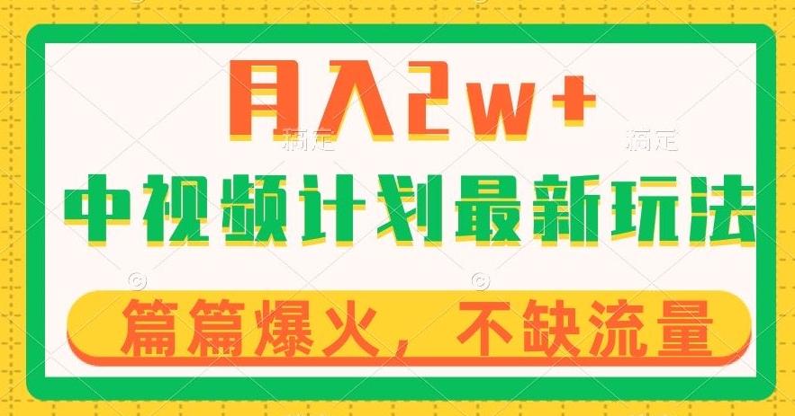 中视频计划全新玩法，月入2w+，收益稳定，几分钟一个作品，小白也可入局【揭秘】-创新Ovo