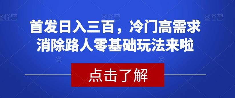 首发日入三百，冷门高需求消除路人零基础玩法来啦【揭秘】-创新Ovo