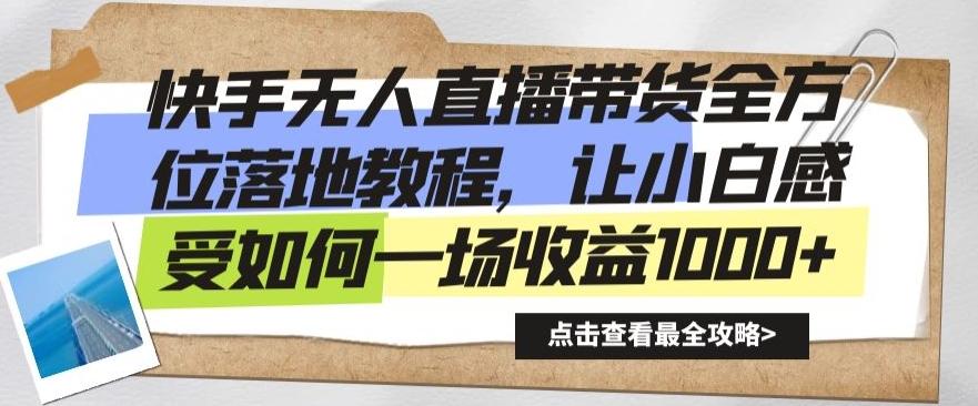 快手无人直播带货全方位落地教程，让小白感受如何一场收益1000+【揭秘】-创新Ovo