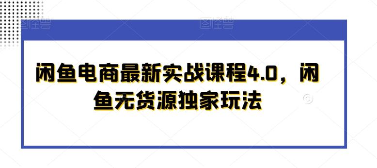 闲鱼电商最新实战课程4.0，闲鱼无货源独家玩法-创新Ovo