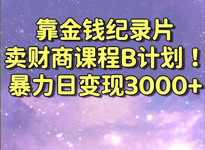 靠金钱纪录片卖财商课程B计划！暴力日变现3000+，喂饭式干货教程！-创新Ovo