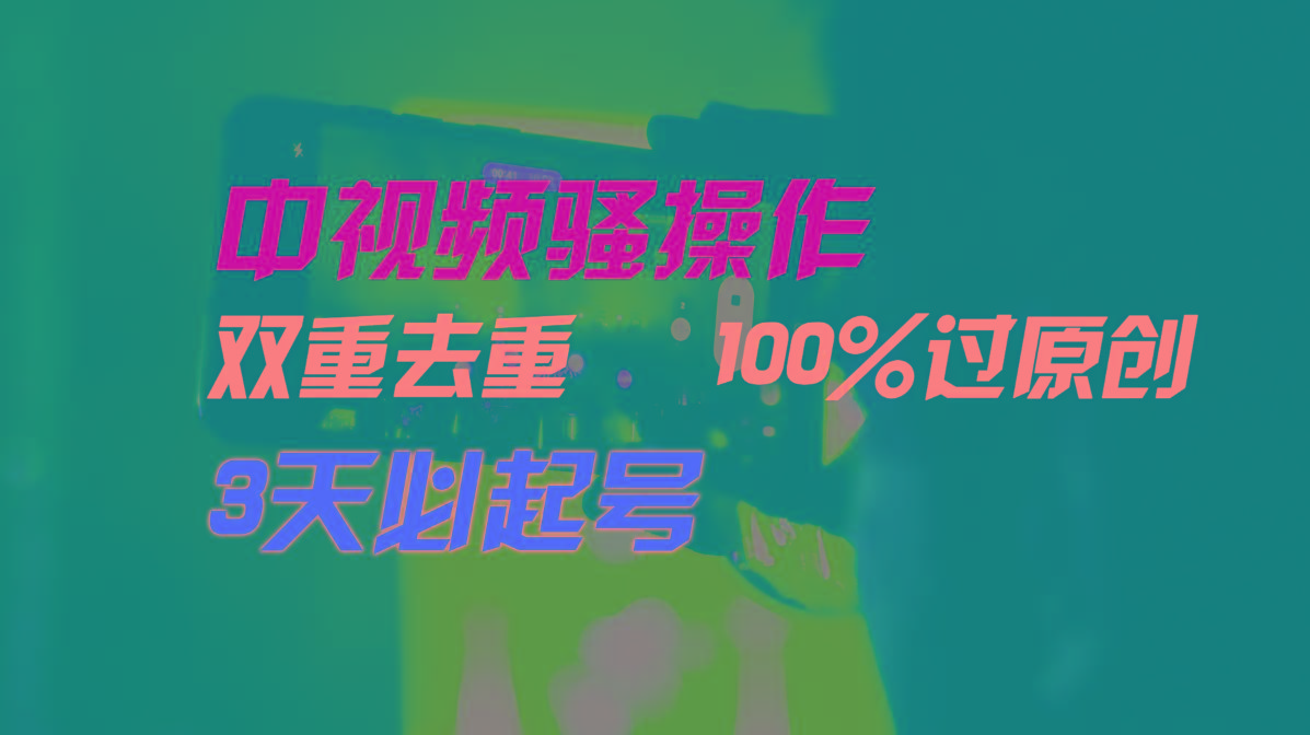 中视频骚操作，双重去重100%过原创，3天比必起号，简单无脑，月入3W+-创新Ovo