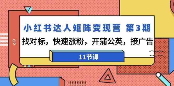 小红书达人矩阵变现营第3期，找对标，快速涨粉，开蒲公英，接广告(11节课)-创新Ovo