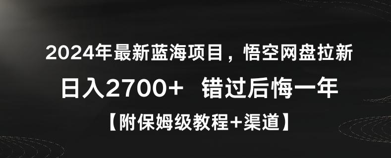 2024年最新蓝海项目，悟空网盘拉新，日入2700+错过后悔一年【附保姆级教程+渠道】【揭秘】-创新Ovo