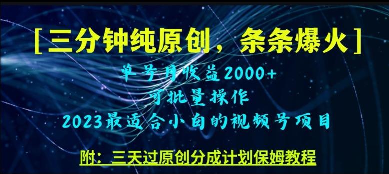 三分钟制作视频号纯原创，条条爆款，轻松月入过万【揭秘】-创新Ovo