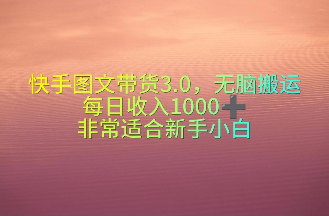 快手图文带货3.0，无脑搬运，每日收入1000＋，非常适合新手小白-创新Ovo