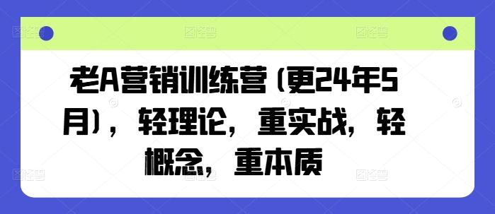 老A营销训练营(更24年6月)，轻理论，重实战，轻概念，重本质-创新Ovo