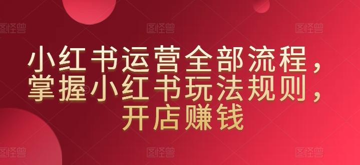 小红书运营全部流程，掌握小红书玩法规则，开店赚钱-创新Ovo