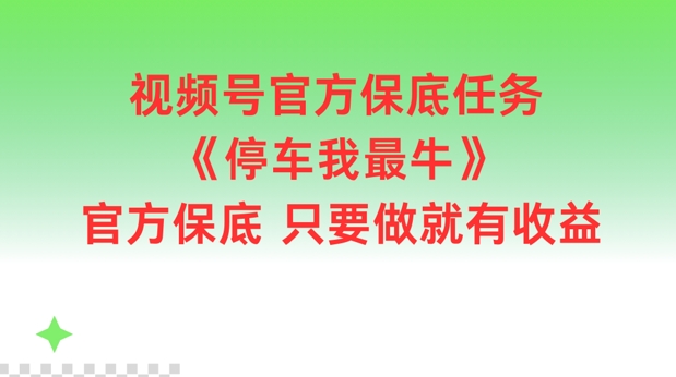 视频号官方保底任务，停车我最牛，官方保底只要做就有收益【揭秘】-创新Ovo