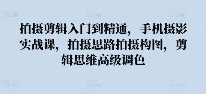 拍摄剪辑入门到精通，​手机摄影实战课，拍摄思路拍摄构图，剪辑思维高级调色-创新Ovo