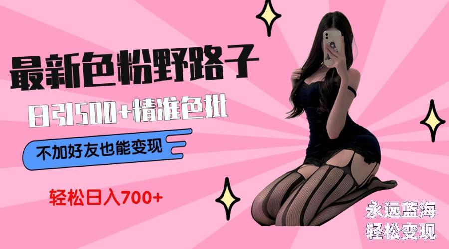 最新色粉变现野路子，日引500+老色批 可不加好友直接变现 小白轻松日入700+-创新Ovo