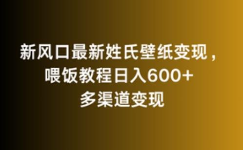 新风口最新姓氏壁纸变现，喂饭教程日入600+【揭秘】-创新Ovo