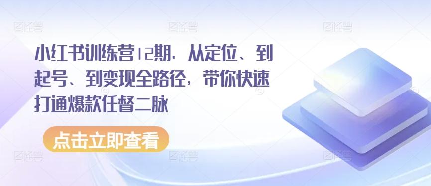 小红书训练营12期，从定位、到起号、到变现全路径，带你快速打通爆款任督二脉-创新Ovo