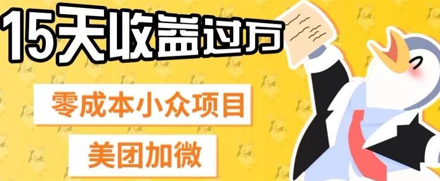 零成本小众项目，美团加微，一单4.5+，15天已经有人赚上万收益-创新Ovo