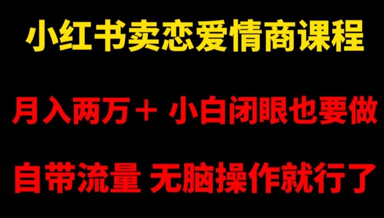 小红书卖恋爱情商课程，月入两万＋，小白闭眼也要做，自带流量，无脑操作就行了【揭秘】-创新Ovo