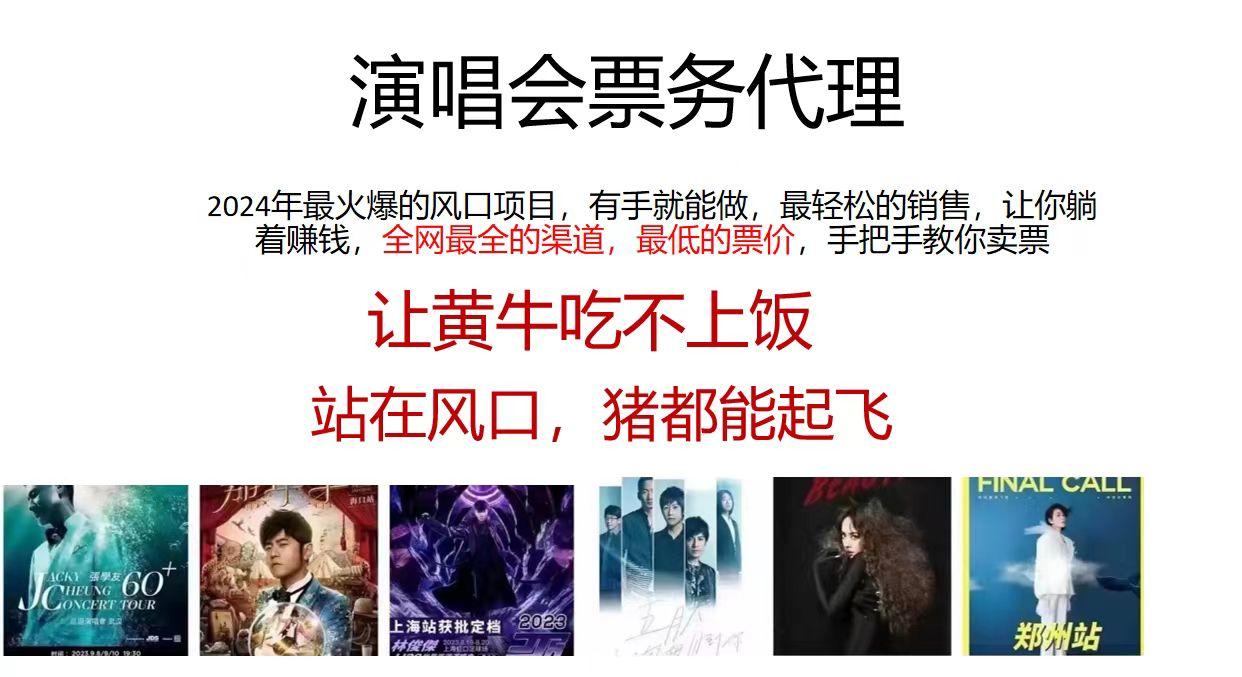 2024演唱会低价票务代理，全网最低的票价，手把手教你卖票，日入2000+-创新Ovo