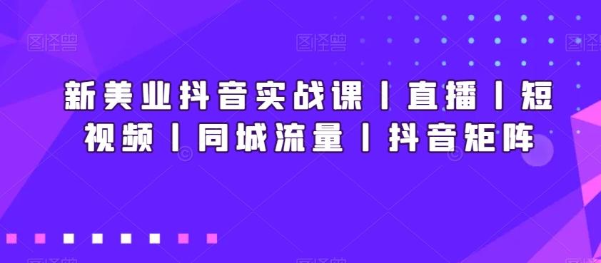 新美业抖音实战课丨直播丨短视频丨同城流量丨抖音矩阵-创新Ovo
