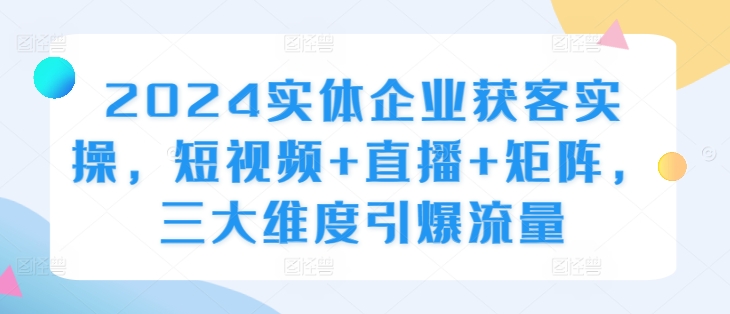 2024实体企业获客实操，短视频+直播+矩阵，三大维度引爆流量-创新Ovo