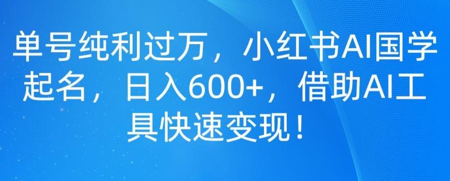 单号纯利过万，小红书AI国学起名，日入600+，借助AI工具快速变现-创新Ovo
