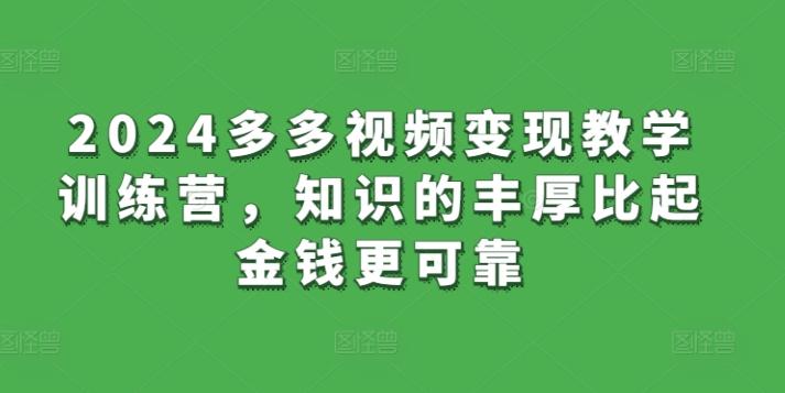 2024多多视频变现教学训练营，知识的丰厚比起金钱更可靠-创新Ovo