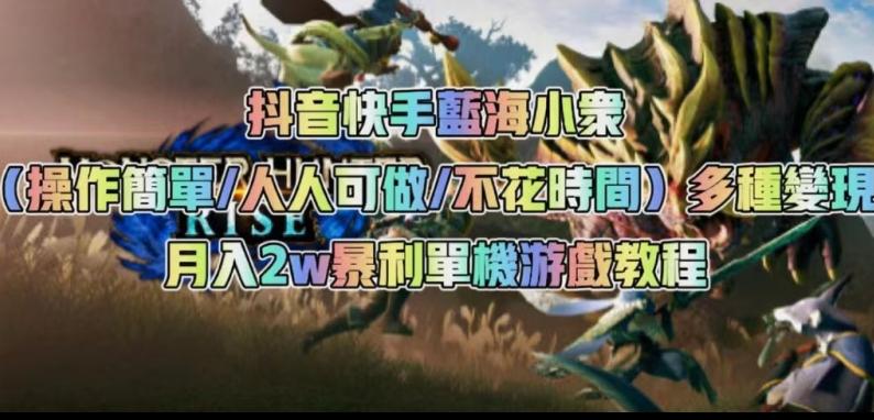 抖音快手蓝海小众（操作简单人人可做不花时间）多种变现月入2w＋暴利单机游戏教程-创新Ovo