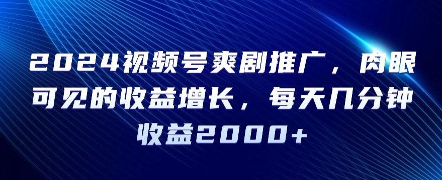 2024视频号爽剧推广，肉眼可见的收益增长，每天几分钟收益2000+【揭秘】-创新Ovo