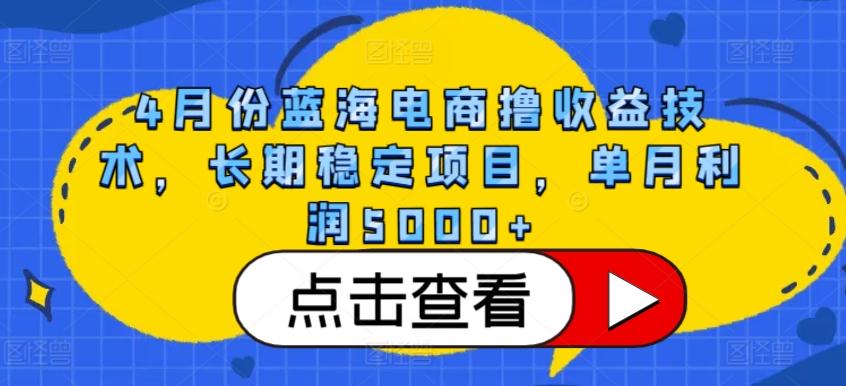 4月份蓝海电商撸收益技术，长期稳定项目，单月利润5000+【揭秘】-创新Ovo