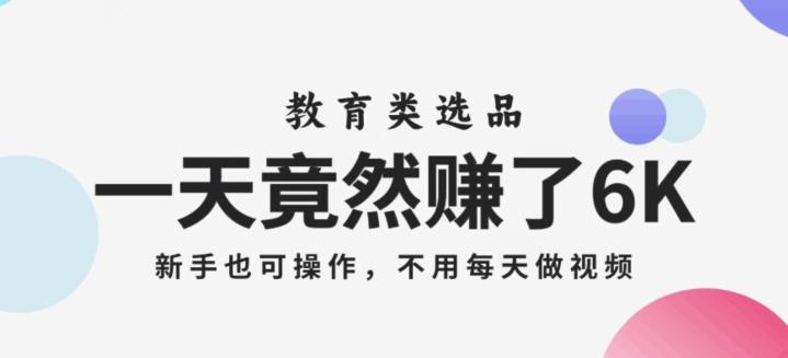 一天竟然赚了6000多，教育类选品，新手也可操作，更不用每天做短视频【揭秘】-创新Ovo