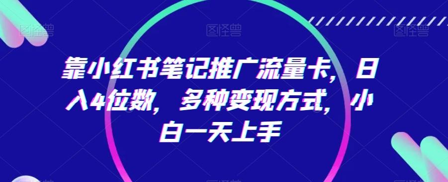 靠小红书笔记推广流量卡，日入4位数，多种变现方式，小白一天上手-创新Ovo