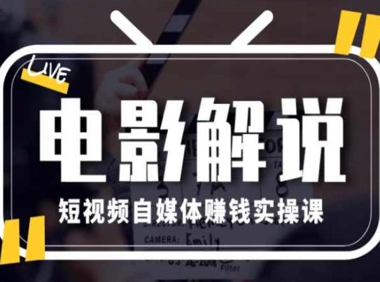 电影解说短视频自媒体赚钱实操课，教你做电影解说短视频，月赚1万-创新Ovo