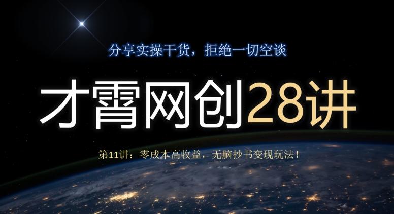 才霄网创28讲第11讲：零成本高收益，无脑抄书变现玩法！-创新Ovo