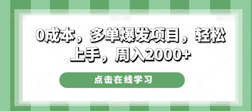 0成本，多单爆发项目，轻松上手，周入2000+-创新Ovo