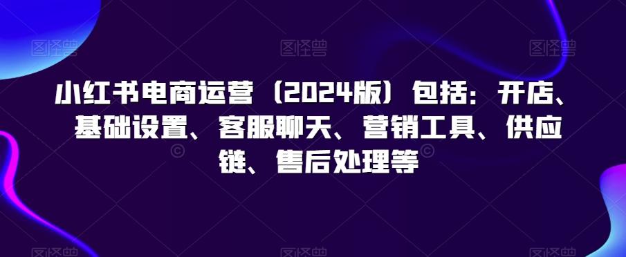 小红书电商运营(2024版)包括：开店、基础设置、客服聊天、营销工具、供应链、售后处理等-创新Ovo