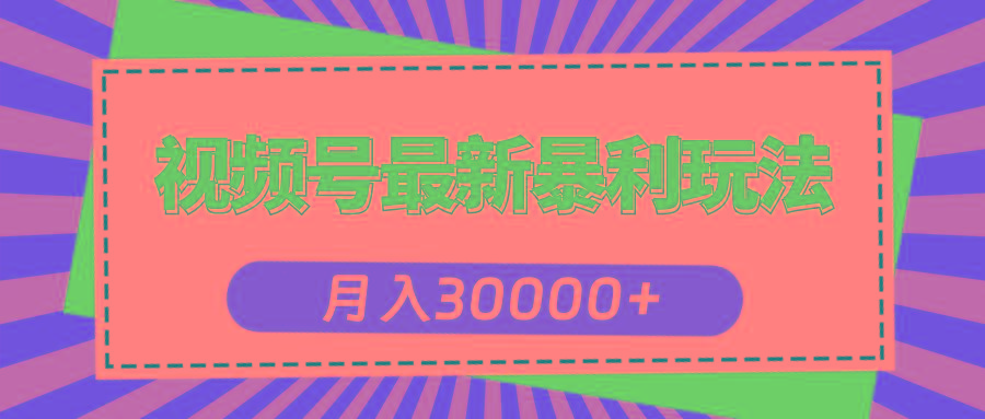 视频号最新暴利玩法，轻松月入30000+-创新Ovo