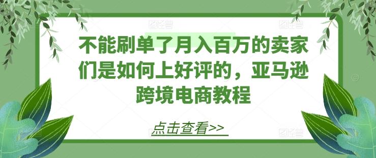 不能刷单了月入百万的卖家们是如何上好评的，亚马逊跨境电商教程-创新Ovo
