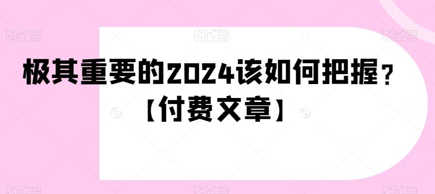 极其重要的2024该如何把握？【付费文章】-创新Ovo