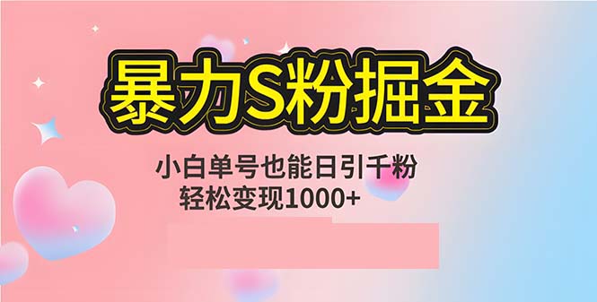 单人单机日引千粉，变现1000+，S粉流量掘金计划攻略-创新Ovo