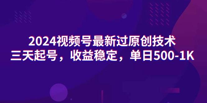 (9505期)2024视频号最新过原创技术，三天起号，收益稳定，单日500-1K-创新Ovo