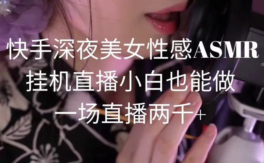 快手深夜美女性感ASMR挂机直播，小白也能做，一场直播两千+-创新Ovo