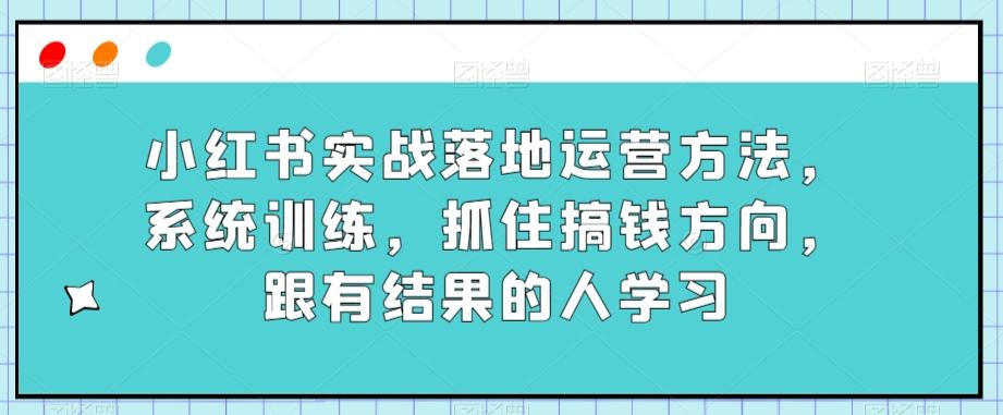 小红书实战落地运营方法，系统训练，抓住搞钱方向，跟有结果的人学习-创新Ovo