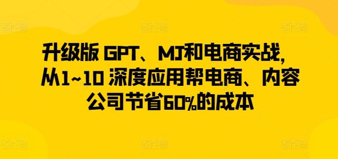 升级版 GPT、MJ和电商实战，从1~10 深度应用帮电商、内容公司节省60%的成本-创新Ovo